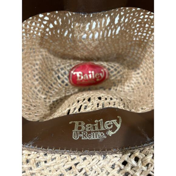 Bailey U-ROLLIT Vintage Cowboy Hat New West Western Straw Hat Tan Small Cowgirl - Picture 6 of 12